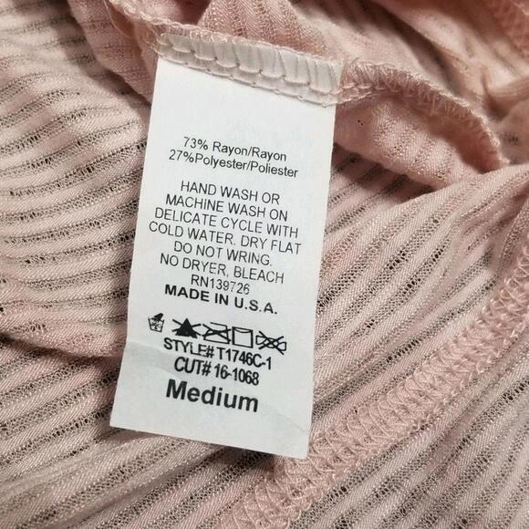 Honey Punch Basics Tank Top Size Medium Mauve Pink Striped Sheer - Picture 3 of 5